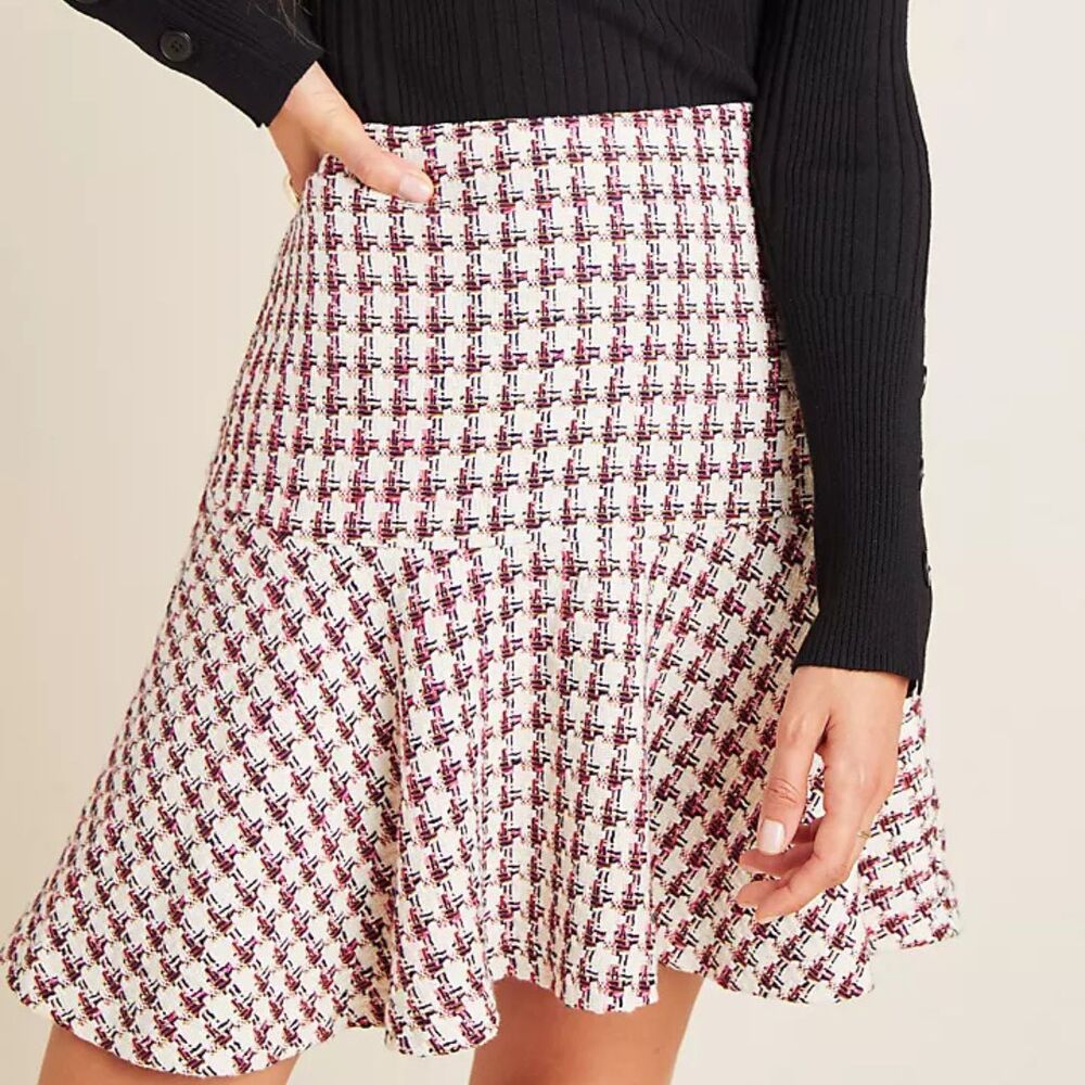 ANTHROPOLOGIE MAEVE Bobbie Plaid Flounced Mini Skirt Size 0